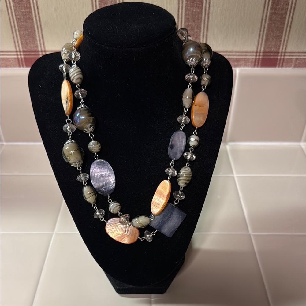 Orange and Gray Eclectic Gemstone Necklace